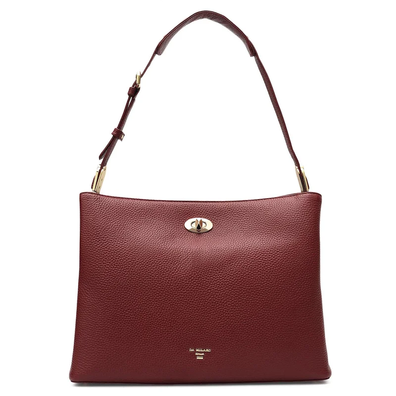 Da Milano Medium Wax Leather Shoulder Bag - Cherry